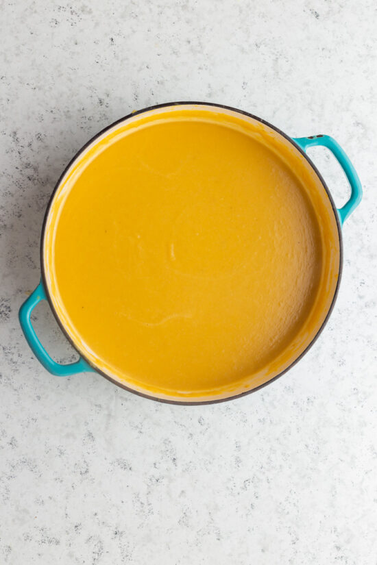 butternut soup in a pan